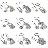 Fun Daisy Family Heart Love Silver Pendant Necklace and Keychain Set - Mom Daddy Grandma Grandpa Nana Bae
