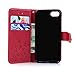 MOLLYCOOCLE iPhone 8 Wallet Case, Handmade PU Leather Flip Folio Wallet Case for iPhone 7 with Lightwight Slim Shockproof TPU Bumper Cover with Rhinestone Butterfly