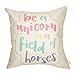 Fahrendom Pastel Nursery Décor Be a Unicorn in a Field of Horses Motivational Sign Inspirational Quote Decoration Cotton Linen Home Decorative Throw Pillow Case Cushion Cover for Sofa Couch 18 x 18 In