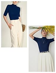 v28 Women Mock Neck Half Sleeve Slim Fit