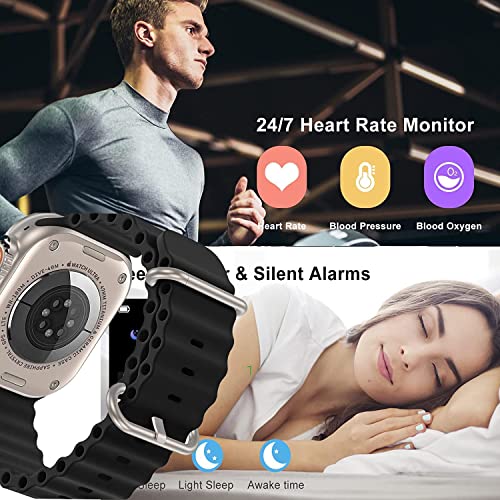 SmartWatch for Men Women, Activity Fitness Tracker Blood Oxygen Heart Rate Sleep Monitor Pedometer,1.8DIY Touch Screen18Sport ModesWireless Charging1