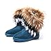Bumud Women Winter Warm High Long Snow Ankle Boots Faux Fox Rabbit Fur Tassel Shoes