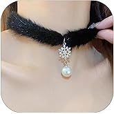 Snowflake Necklace Christmas Necklace Snowflake Pearl Pendant Choker Necklaces Christmas Gifts for Women
