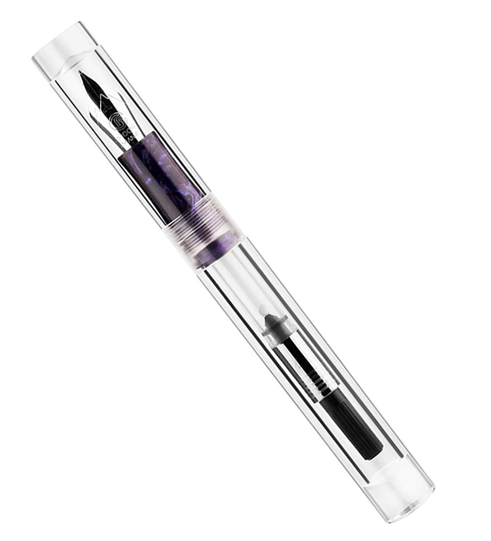 Photo 1 of Lanxivi Majohn C1 Fountain Pen Extra Fine Nib, Clear Transparent Acrylic Resin, Mini Pocket Pen, Eyedropper,Cartridges and Converter Filling