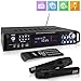 PYLE-PRO 4 Channel Home Audio Power Amplifier - 3000 Watt Stereo Receiver w/ Speaker Selector, AM FM Radio, USB, Headphone, 2 Wireless Mics for Karaoke, Great for Home Entertainment System PWMA3003T