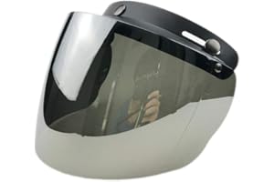 WANCAR Retro Universal Standard 3-Snap Open Face Motorcycle Helmets Flip Up Face Visor Wind Shield Lens(Mirrored)