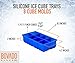 Silicone Ice Cube Trays - 8 JUMBO Cubes Molds - Pack of 2 Flexible and Bendable Easy Release, Food Grade BPA Free Material - Blue - by Bovado USA