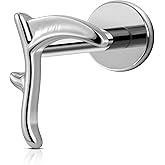 FINE4U 1PC ASTM F136 Titanium Internally Threaded Piercing Jewelry Stud 16G 6mm 8mm for Helix, Tragus, Conch, Flat