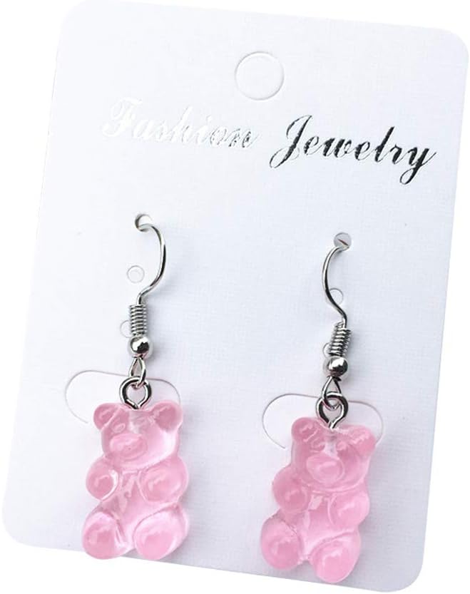 MJiang 1 Pair Creative Cute Mini Gummy Bear Earrings Minimalism Cartoon Design Female Ear Hooks Danglers Jewelry Gift