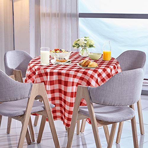 YEMYHOM Modern Printed Spill Proof Cloth Round Tablecloths (60" Round, Red and White)