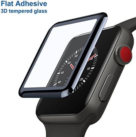 TANAAB - Apple Watch 42mm (Series 3/2/1 Compatible) Tempered Glass Screen Protector 3D Curved Edge 9H Hardness for Apple Watch 42mm - Black