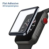 TANAAB - Apple Watch 42mm (Series 3/2/1 Compatible) Tempered Glass Screen Protector 3D Curved Edge 9H Hardness for Apple Watch 42mm - Black