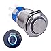 Ulincos® Latching Push Button Switch U19C2 1NO1NC SPDT ON/Off Silver Stainless Steel Shell with Blue LED Ring Suitable for 19mm 3/4