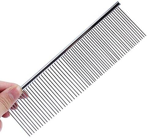 Pet's Stainless steel Detangling Comb with Wide and Smooth Tooth for Long Fluffy Hair