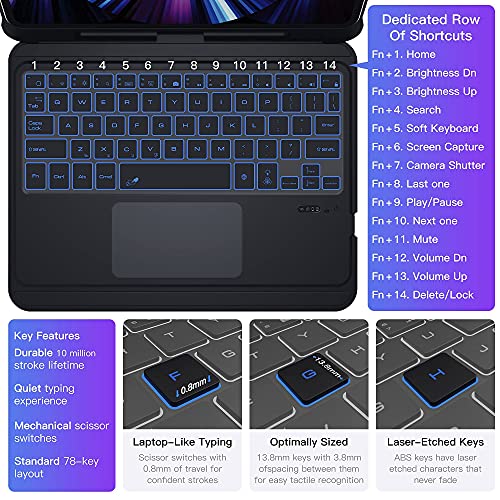 iPad Pro 11 Inch 2021 Case with Keyboard, Smart Magic Keyboard for iPad