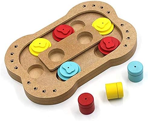 Anicle Pet Intelligence Training Toy Smart IQ Interactive Feeding Treats Puzzle Fun Hide and Seek Food Wooden Feeder Bowl for Dogs Cats