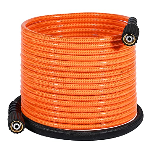YAMATIC Durable Flexible Pressure Washer Hose, Kink Resistant Power Washer Hose Replacement for Flexzilla Uberflex Ryobi Genarac Troy Bilt Honda M22-14mm Rated 3200 PSI/Max 3700 PSI, Orange