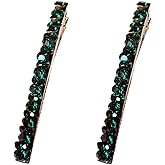 Juroicessry 2Pcs Green Shiny Rhinestone Diamond Hair Barrette Clip, Hair Pin, Bobby Pins Duckbill Alligator Clip, Pin Hair Accessories for Women Girls
