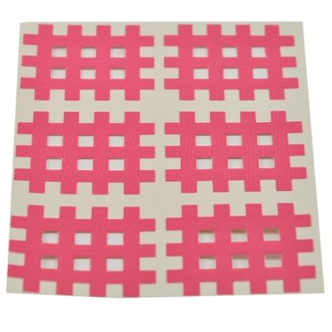 Medicalcorner24 Kinseologie Gittertape 3,6 cm x 2,8 cm 10 Bögen in Pink, Cross Patches, Cross Tape