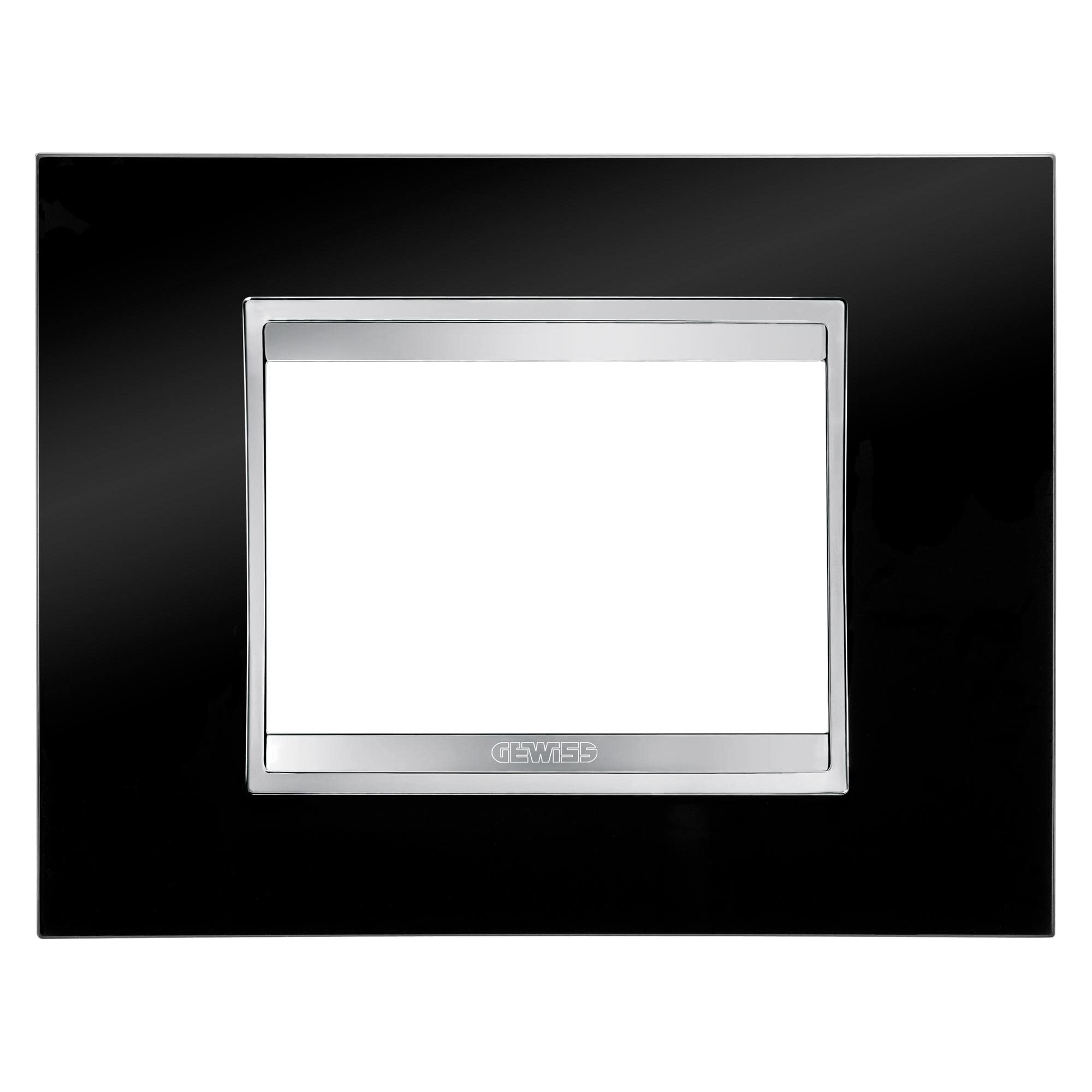 Gewiss GW16203TN Chorus Lux Plaque, 3 Positions, Black