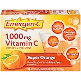 Emergen-C (30 Count, Super Orange Flavor, 1 Month Supply) Dietary Supplement Fizzy Drink Mix with 1000mg Vitamin C, 0.32 Ounce Packets, Caffeine Free