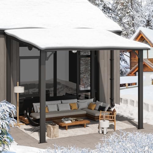 AECOJOY 10x8 Hardtop Wall-Mounted Pergola Gazebo, Heavy Duty Galvanized Steel Roof image 11