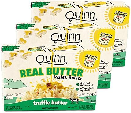 Quinn Snacks Microwave Popcorn - Real Butter Tastes Better - Made with Non-GMO Corn - Great Snack Food for Movie Night (Truffle Butter)
