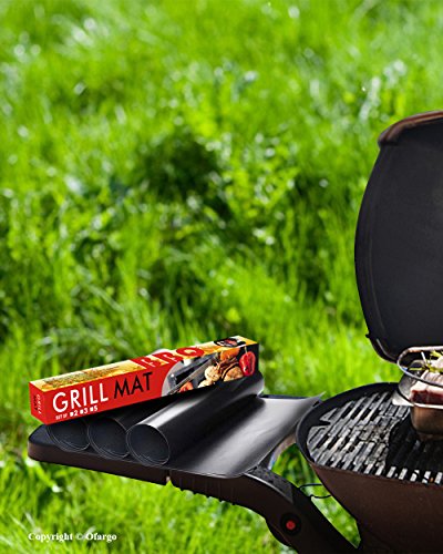 Ofargo BBQ Grill Mats, Non-Stick Reusable Grill Pads Heat Resistant 500°F, FDA-Approved Grilling Mats with 0.25mm Thickness Teflon for Gas Charcoal Electric Grill, Dishwasher Safe (Set of 3, Black) - Thumbnail 5