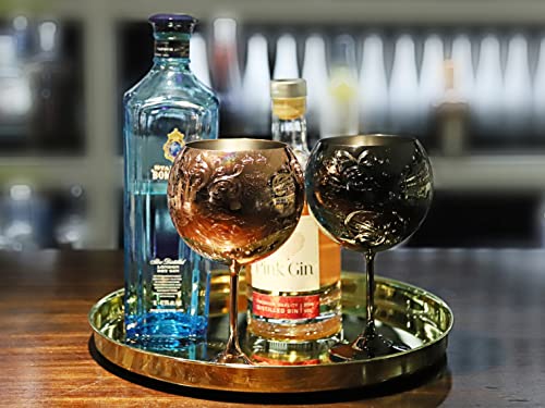 Luxury Gin Glasses, Stainless Steel Cocktail Glasses Set, Gin Making Kit for Gin Lovers, 23 oz, Hand Wash (Black)
