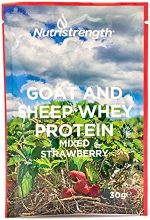 Nutristrength Goat and Sheep Whey Protein Powder - 30 g (Pack of 12, Mixed Strawberry)