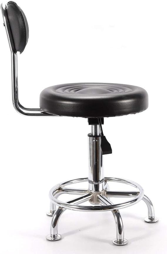 RANZHIX Black Rolling Stool 360Degree Rolling Swivel