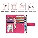 xhorizon Premium Leather Folio Case [Wallet Function] [Magnetic Detachable] Fashion Wristlet Lanyard Hand Strap Purse Soft Flip Book Style Multiple Card Slots for iPhone 6/6s Plus (5.5'')