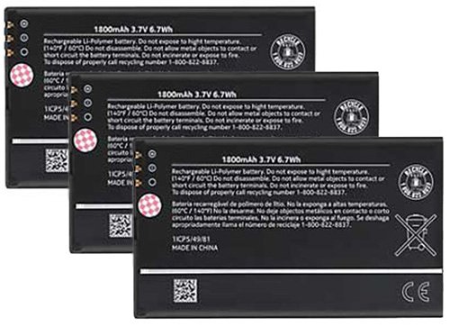 Replacement Battery Nokia BP-4W BP4W for Nokia Lumia 810 T-Mobile Lumia 822 ( 3 Pack )