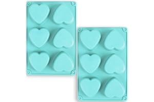 Newk Heart Shaped Silicone Mold, 6 Cavity Non-Stick Silicone Mold for Cake, Jellys, Soap - Set of 2, Blue