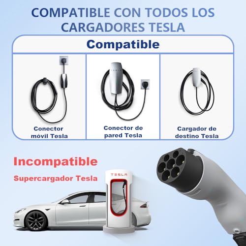 JESWO Adaptador Tesla a GB/T, Adaptador de Cargador EV de 32 A y 7 KW | Adaptador BYD con IP54 Impermeable y Bloqueo de Seguridad, Accesorios para Auto BYD, para BYD/JAC(para Tipo GB/T)