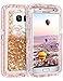 Coolden Case for Galaxy S7 Edge Case Protective Glitter Case for Women Girls Cute Bling Sparkle 3D Quicksand Heavy Duty Hard Shell Shockproof TPU Case for Samsung Galaxy S7 Edge, Light Coffee