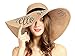 Womens Sun Hat Foldable Floppy Travel Packable UV Summer Beach Straw Hats UPF50 (Khaki)