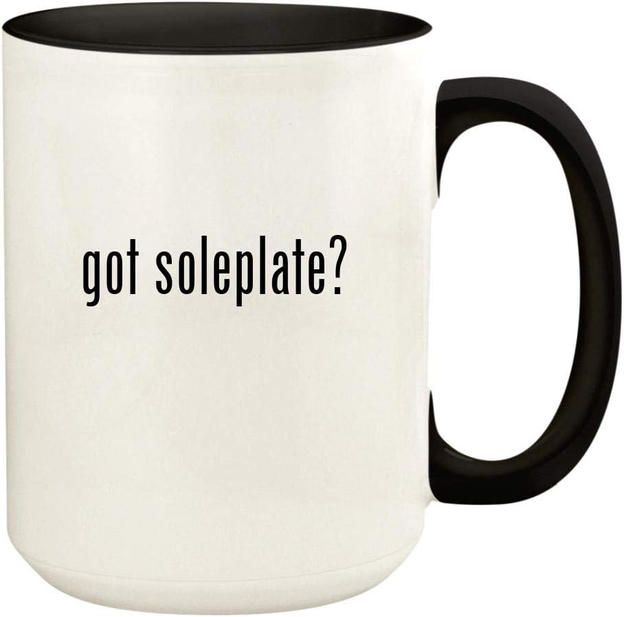 got soleplate? - 15oz Ceramic Colored Handle and Inside Coffee Mug Cup, Black