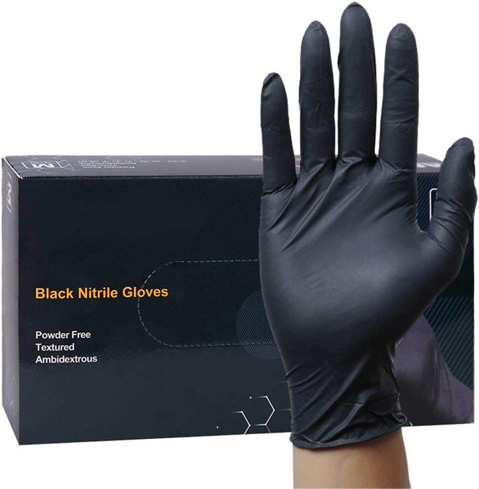 JHKGY Black Disposable Nitrile Gloves,Latex Free Rubber,No Powder,Ultra-Strong,Industry,Experiment,Mechanical,Dirtyproof,Oil-Proof,100-Count,XL
