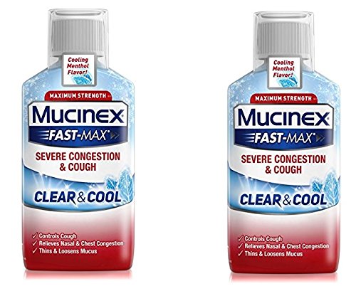 Mucinex Fast-Max Severe Congestion & Cough Liquid, Clear & Cool, 6 Fl Oz (Pack of 2)