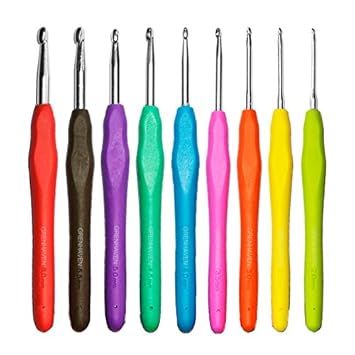 Grenhaven Häkelnadeln/Häkelnadel Set 2mm, 2.5mm, 3mm, 3.5mm, 4mm, 4.5mm, 5, 5.5, 6mm - 9 Stück Aluminium Häkelnadel set - Nad