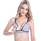 Vemure Cotton Maternity Nursing Sleep Bra for Breastfeeding Wireless Soft Cup Front Button Clip Down Bras