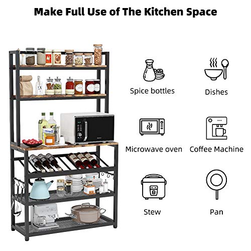 TIYASE 6Tier Kitchen Baker’s Rack with Storage and Wine Rack