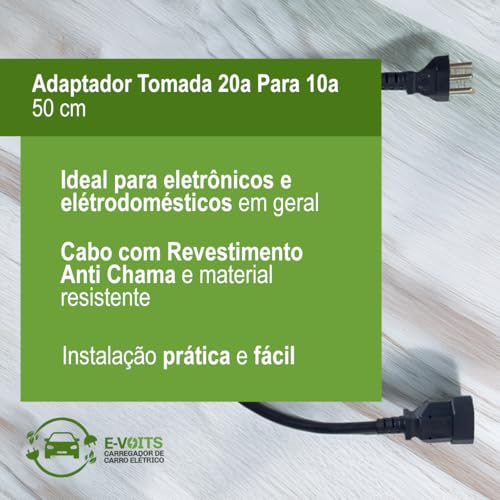 Adaptador 20A para 10A– Airfryer, Secador e Micro-ondas
