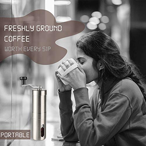 S-Tang Manuelle Kaffeemühle mit verstellbarer Einstellung, konische Mühle und gebürstetem Edelstahl, für Büro, Zuhause… – Bild 6