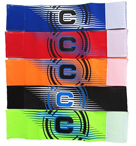Ancefine Stripe Elastic Adult Youth Soccer Captain Armband,5-Pack (Blue)
