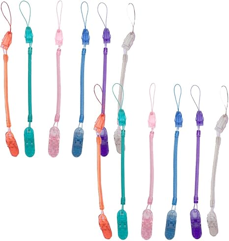 Amazon Co Jp Heallily 12ピースおしゃぶりホルダーおしゃぶりクリップsootherホルダーおしゃぶりクリップ赤ちゃん おしゃぶりおもちゃ ランダムカラー ベビー マタニティ
