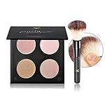 CCbeauty Illuminator Face Highlighter Makeup Palette with Powder Brush Shimmer Powder Contour Palette Bronzers & Eyeshadow Kit, Dazzling Pearl