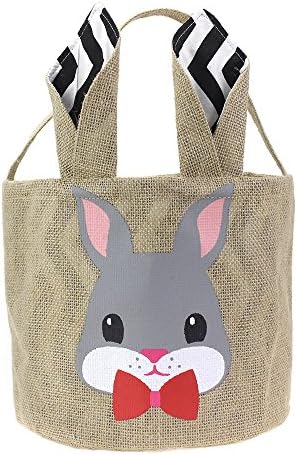Easter Basket for Kids Bunny Bag for Easter Hunt (G-Rabbit-Black)