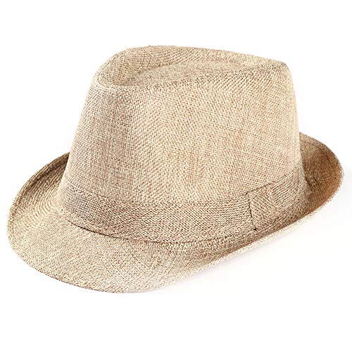 DondPO Wide Brim Straw Fedora Beach Sun Hat Women or Men Woolen Felt Vintage Short Brim Crushable Jazz Hat UPF50+